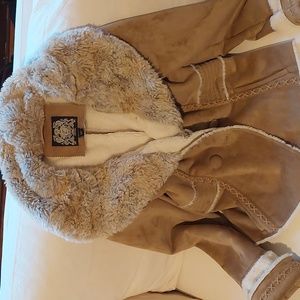 Esprits women's faux suede and shearling bomber jacket in almost new condition.